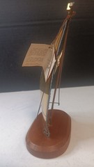 Vintage “Demott” Signed Metal Art 9″ Brass Sailboat Sculpture on Stone Base