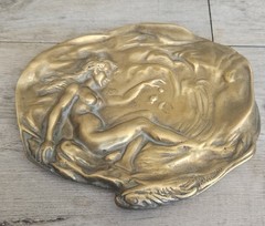 Brass Art Nouveau Trinket Dish Card Pin Tray, Heavy Quality Vide Poche Art…