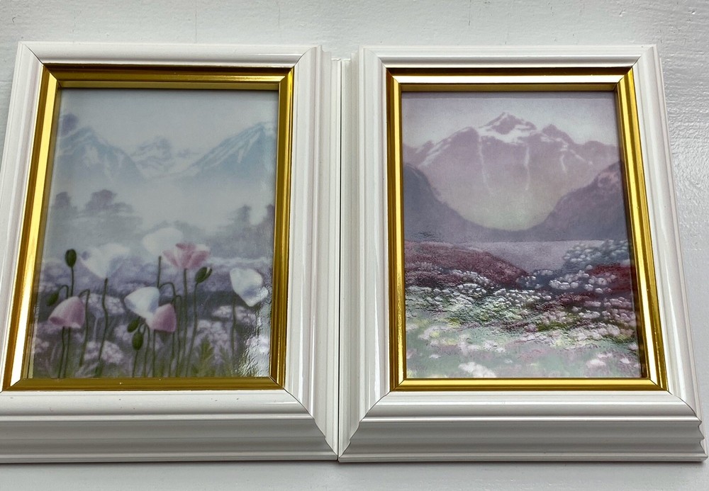 2 Signed Vintage Porsgrunds MiniBilder Handverks Studio Norway Porcelain Wall