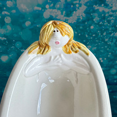 Fitz & Floyd FF Woman in Bathtub Soap Dish Trinket Tray Vintage 1975 Bath Tub