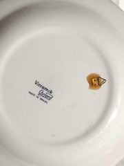 VTG Signed Hand-Painted Porcelain Plate Vitramik Oxford Brazil Moss Trees Orange