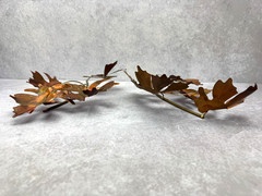 2 Vintage Metal Maple Leaves on Branch Wall Hanging Copper Color Nature Cottage