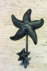 ANTIQUE BLUE GRAY STARFISH Decorative Wall Hook star fish seashell beach 6″ in