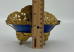 VTG La Chateau Porcelain Trinket Dish Metal Bronze Mount Victorian Scene