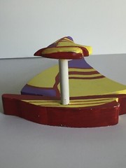 Beachcombers Nautical Sail Boat Single Wall Mount Hook Painted Wood 7.5″Tx6.5’W