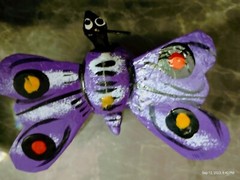 Miniature Wooden Bobble Head Painted Mexican Folk Art BUTTERFLY 3 pieces