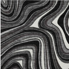10′ X 14′ Black Gray And White Abstract Washable Rug