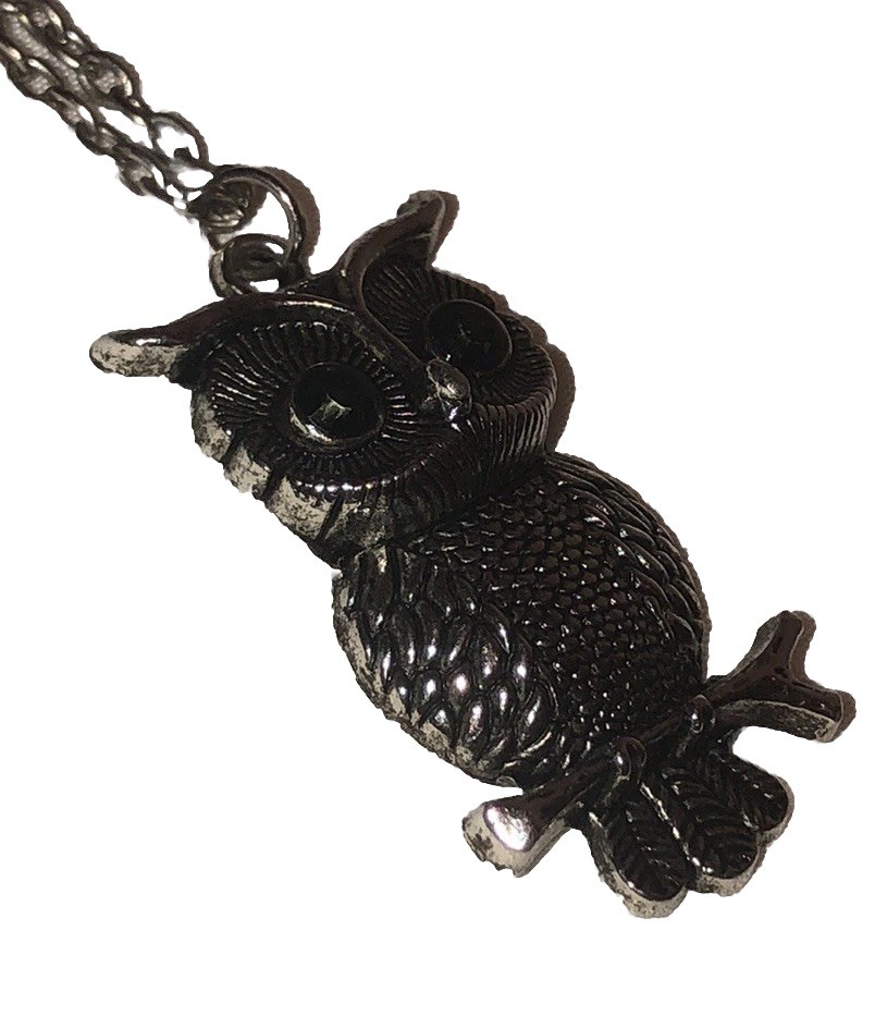 Silver 😊 Vintage Metal 24 Inch Owl Necklace Fun