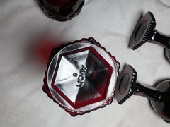 AVON 1876 CAPE COD COLLECTION Ruby Red Glass Wine Goblets 4 1/2” SET OF 6