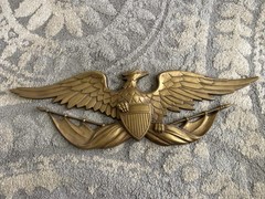 Gold Metal Colored Patriotic Eagle & Shield. 8-1/2” X 27”