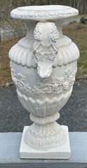 LARGE Vintage 20th C. Neoclassical Deco White Chalk / Plaster Relief Vase Urn