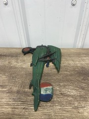 Vintage Sexton USA 1975 Cast Iron Bi Plane Wall Hanging Decor Green