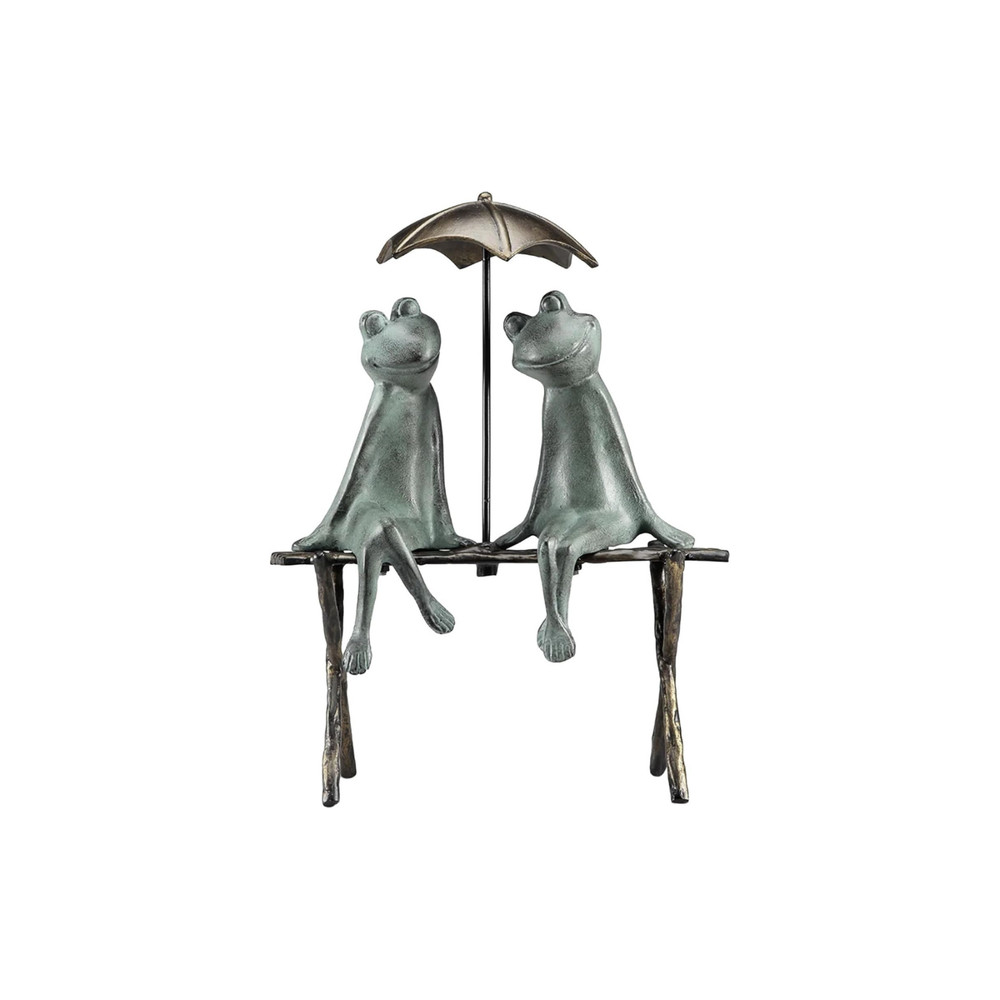 SPI Home Cast Aluminum Frog Lovers Garden Sculpture 18 Inches High