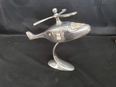 Vintage Modernist Metal & Capiz-Shell Helicopter Sculpture