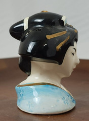 Vintage Unbranded Ceramic Hanging Incense Geisha Girl Bust in Blue Kimono