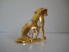 KG & Co. Gold Plated Yellow Lab Dog Swarvoski Crystals 3 in.