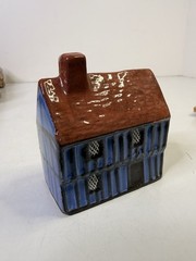 RARE Mudlen End Studio Felsham Suffolk Pottery Miniature House Cottage BLUE #3B