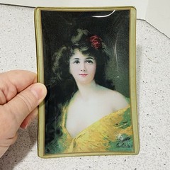 Asti Glass Pin Vanity Ring Dish Small Tray Edwardian Victorian Woman Portrait
