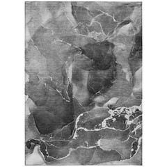 10′ X 14′ Black Gray And White Abstract Washable Rug