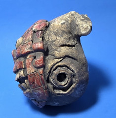 PRE-COLUMBIAN AZTEC FUNERARY OFFERING SNAIL PENDANT WITH SPONDYLUS, BONE INLAY