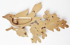 Vintage Syroco Bird Plaque with Dogwood Flowers Wall Art Decor Gold Tone