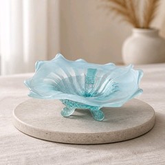 American Northwood Klondike Glass Bowl Blue Opalescent Footed USA Vintage