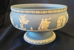 Wedgewood Jasperware Blue 8” Round Footed Imperial Bowl Mark 77