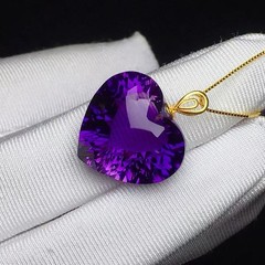 Natural Amethyst Quartz Purple Uruguay heart shape necklaces 18K