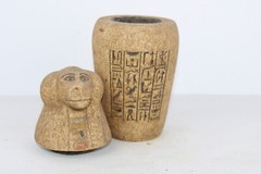 PHARAONIC ANCIENT EGYPTIAN BABOON CANOPIC Jars Old Egyptisn Mummification EGYCOM