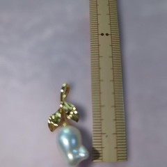 Freshwater Pearl Leaf Pendant S925 Silver Gold Color Jewelry Used