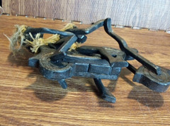 Primitive Tiki Tribal Wood Carving of 2 Natives on a Motorcycle