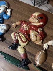 VINTAGE BUNDLE LOT 3 x 1976 Homco USA CAST Metal Football Wall Decor HANG PLAQUE