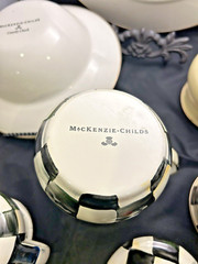 Mackenzie-Childs Courtly Check Serving Pieces and Yellow Enamel Lot