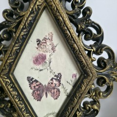 VTG Homco Home Interiors Butterfly Diamond Wall Plaques Set of 3 Gold Frames