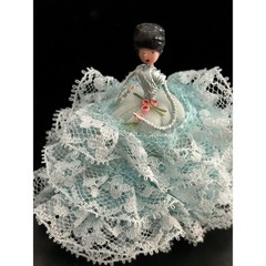Lace Doll Figurine Unisex Small Blue Vintage Wire Body Handcrafted Unbranded