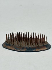 Vintage Oval Cast Metal Spike Flower Frog Display 3 1/8″ x 1 7/8″