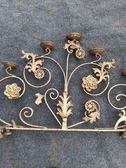 WROUGHT IRON CANDELABRA. RARE. HEAVY. FIVE CANDLES. 37 IN WIDE! 30 Lb? Italian?