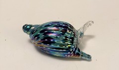 97” Iridescent Kevin Fulton Studio Art Glass Sea Shell Ocean Blue color-Signed