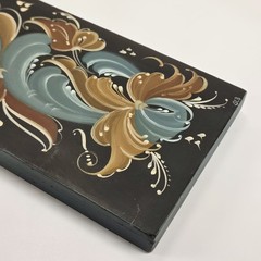VTG Hand Painted Rosemaling Wood Bread Cutting Board Farmhouse Folk Art 19.5″