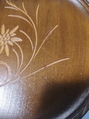 VTG L.Luyten Interlaken Switzerland Carved Etched Flower Wood Plate Dish