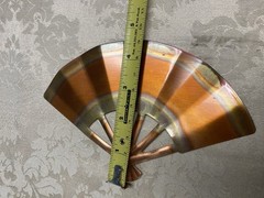 Vtg HOMCO Solid Copper Fan Plaques Set of 3 In Original Box MCM