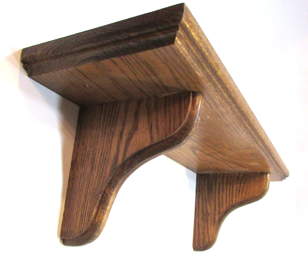 Vintage 1990s Solid Oak Wood Wall Mount Clock Curio Book Shelf 5.5″ x 17.5″ Long