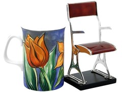 Arts and Crafts Sterling Silver and Enamel Presentation Folding Chair on Plinth