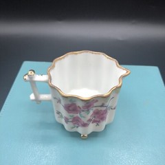 Antique Hand Painted Demitasse Creamer Footed Cherry Blossoms Fun