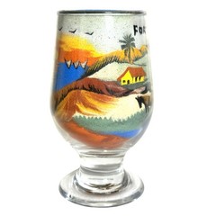 Fortaleza Brazil Vintage Sand Art in Glass Coastal Village Scene at Sunset