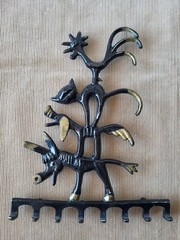 Vintage Wall Hook Bremen Town Musicians Cast Aluminum USSR 8 Hooks 1970s