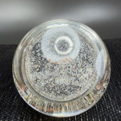 Hand Blown Italian Murano Art Glass Paperweight Dome With Sparkles Center Glass