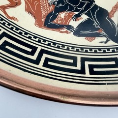 Lot Of 2 Vintage Greek Hanging Wall Plates-Handmade In Greece- Copper