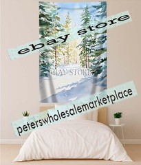 Snowy Forest Tapestry Winter Walk unframed art wall hanging 59X82 in