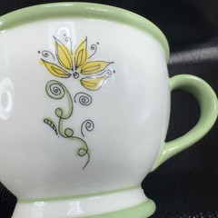 Starbucks Nurturing White Green Floral 10oz Coffee Cup Mug Set 2 Mugs Cups VTG